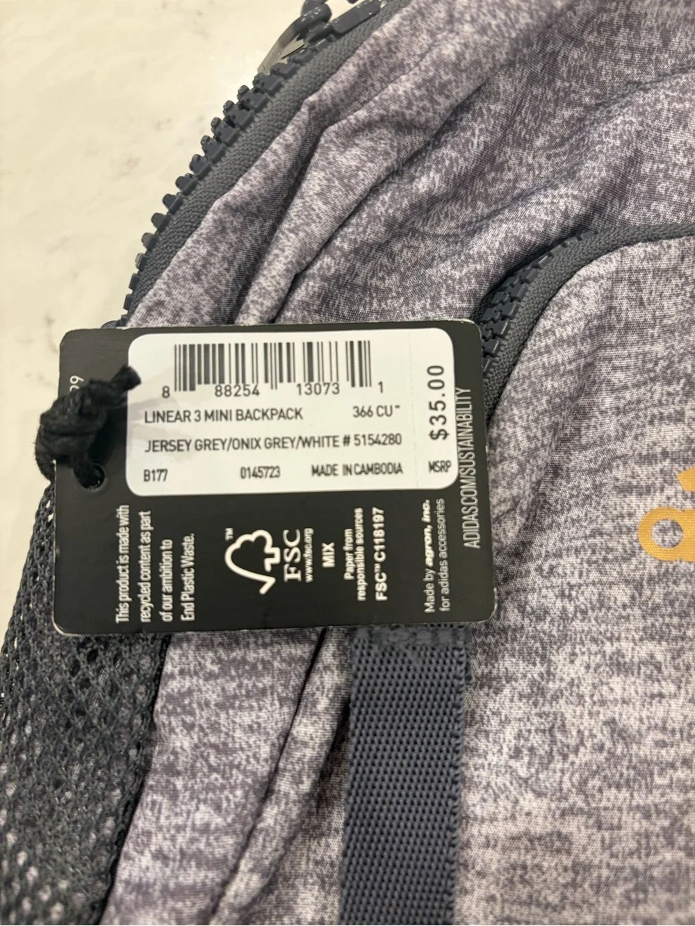 Adidas Gray Heather Mini Backpack